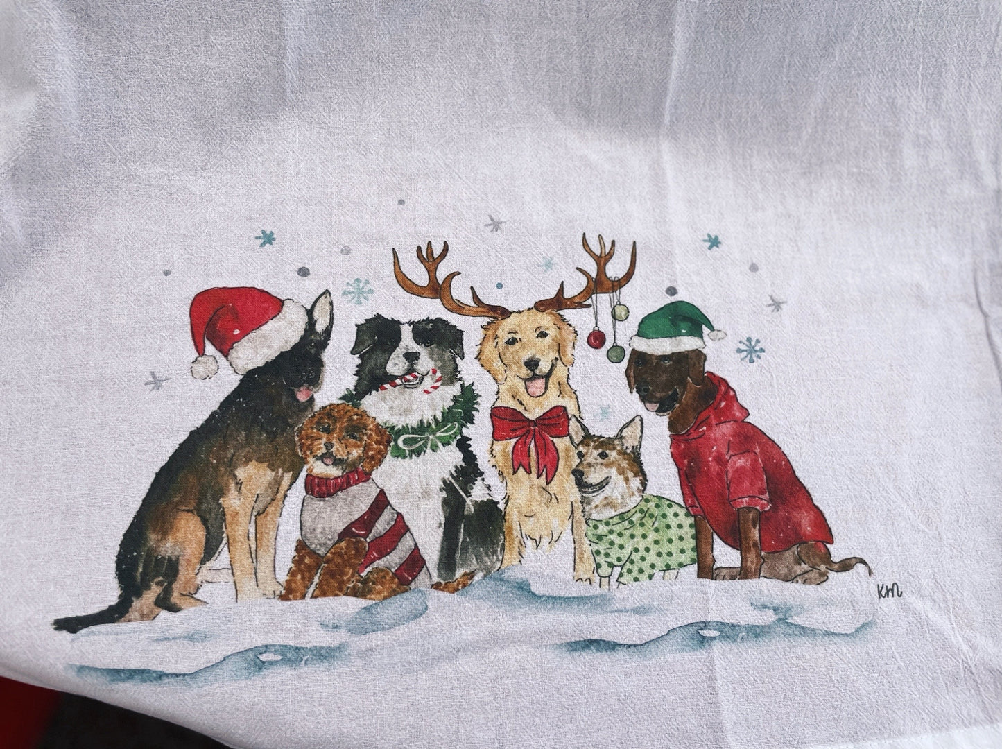 Festive Dogs Hand Towel