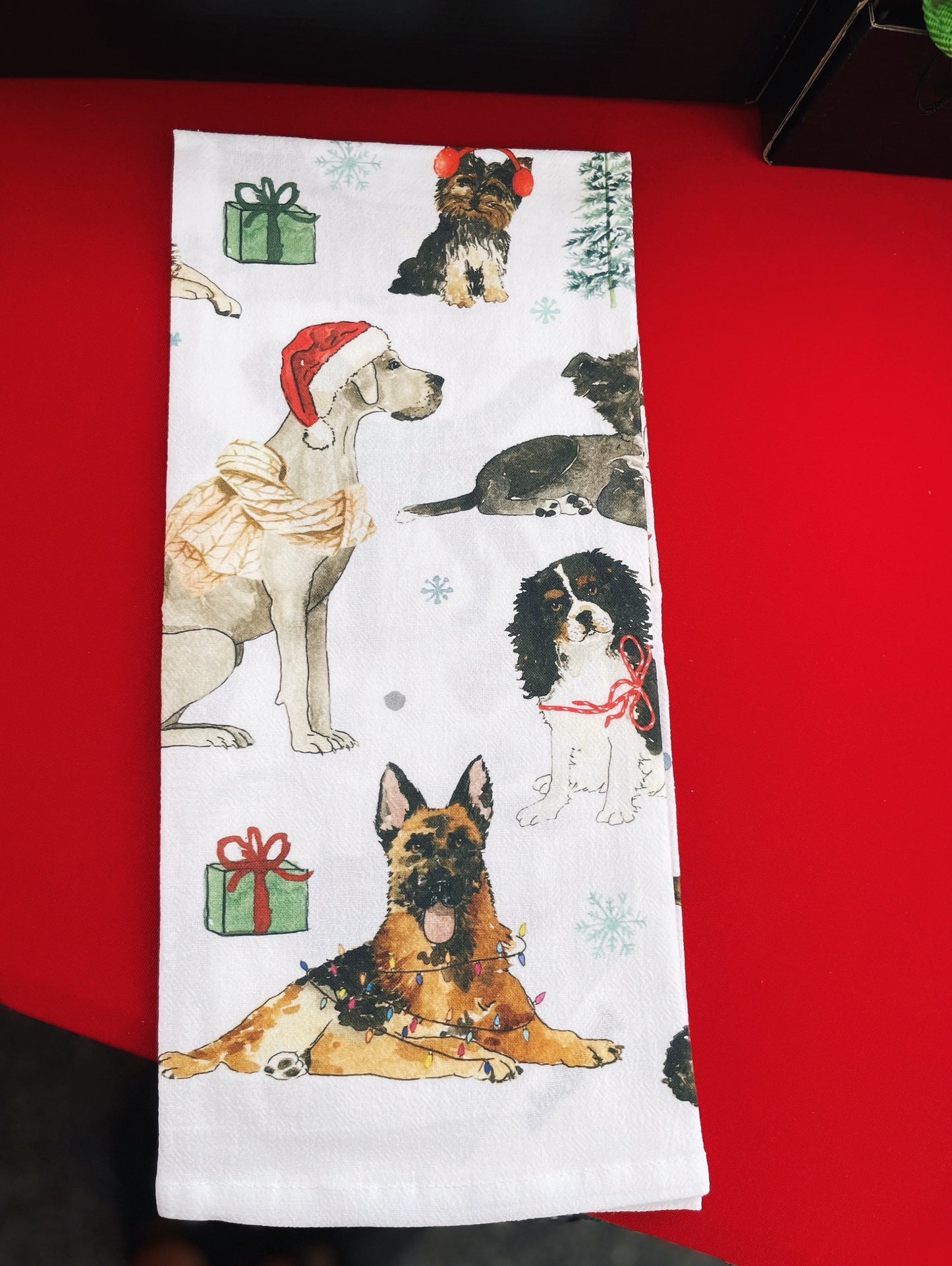 Christmas Dogs Hand Towel