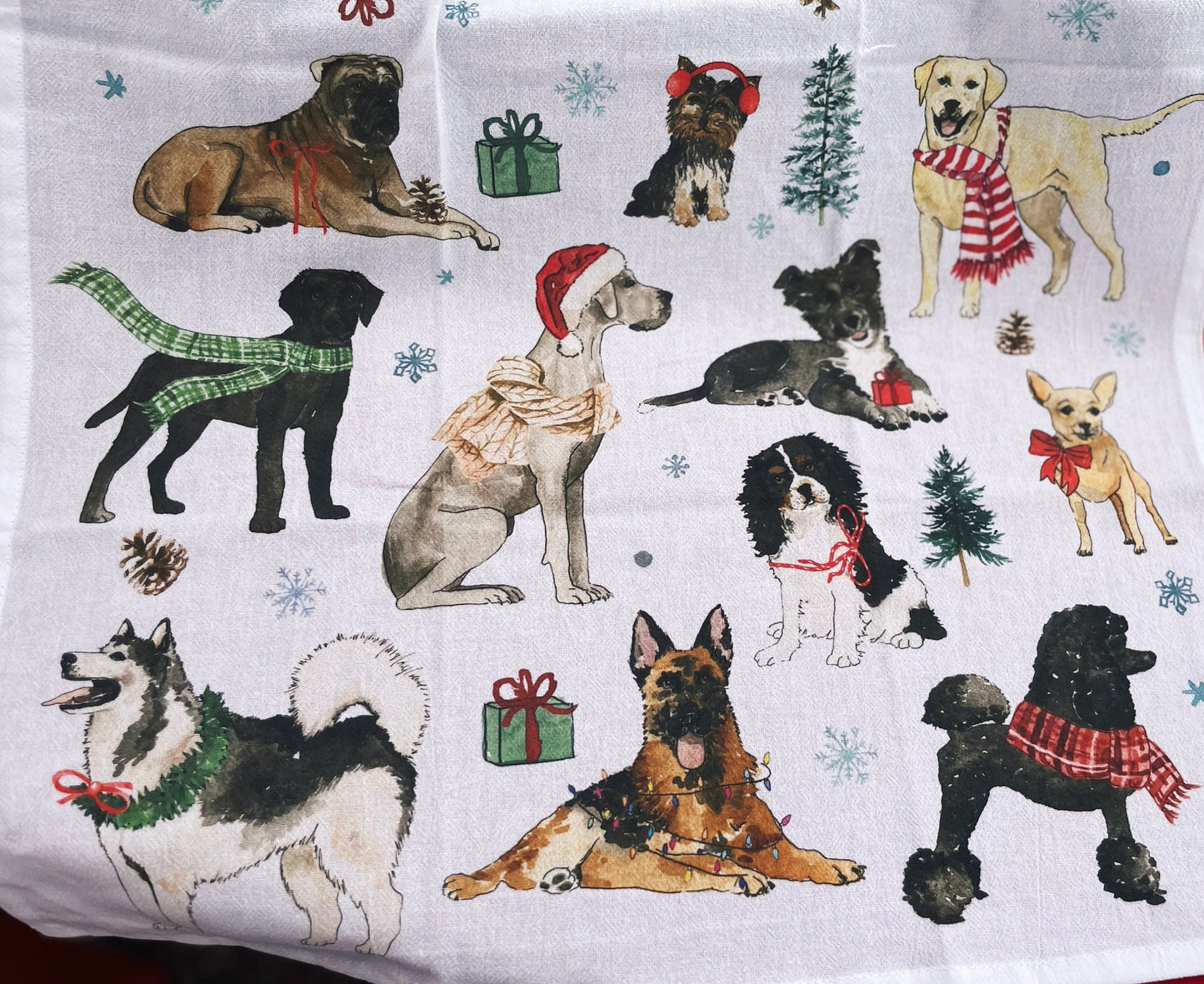 Christmas Dogs Hand Towel