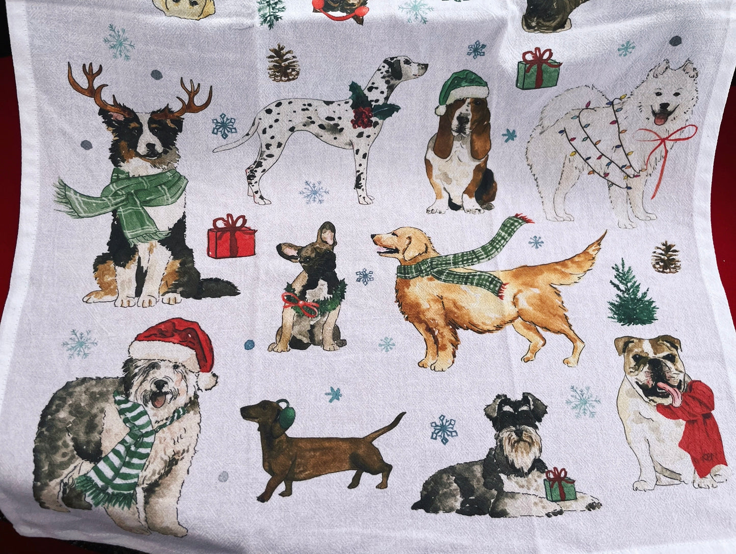 Christmas Dogs Hand Towel